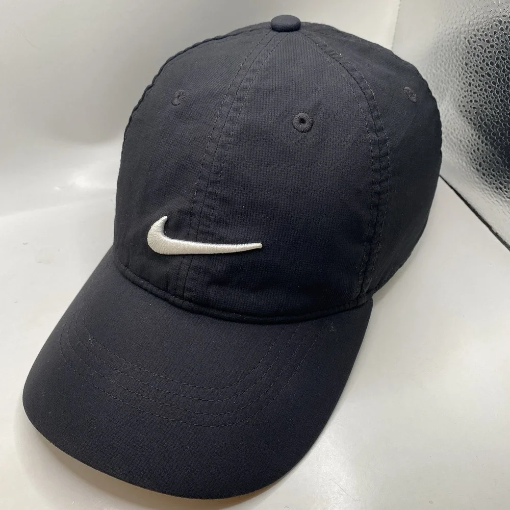 NIKE Hat‎ Legacy91 Black Drifit Running Golf Tennis Adjustable Strapback Cleaned